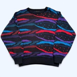 Vintage 1990s Colorful Patterned Men's Sweater L